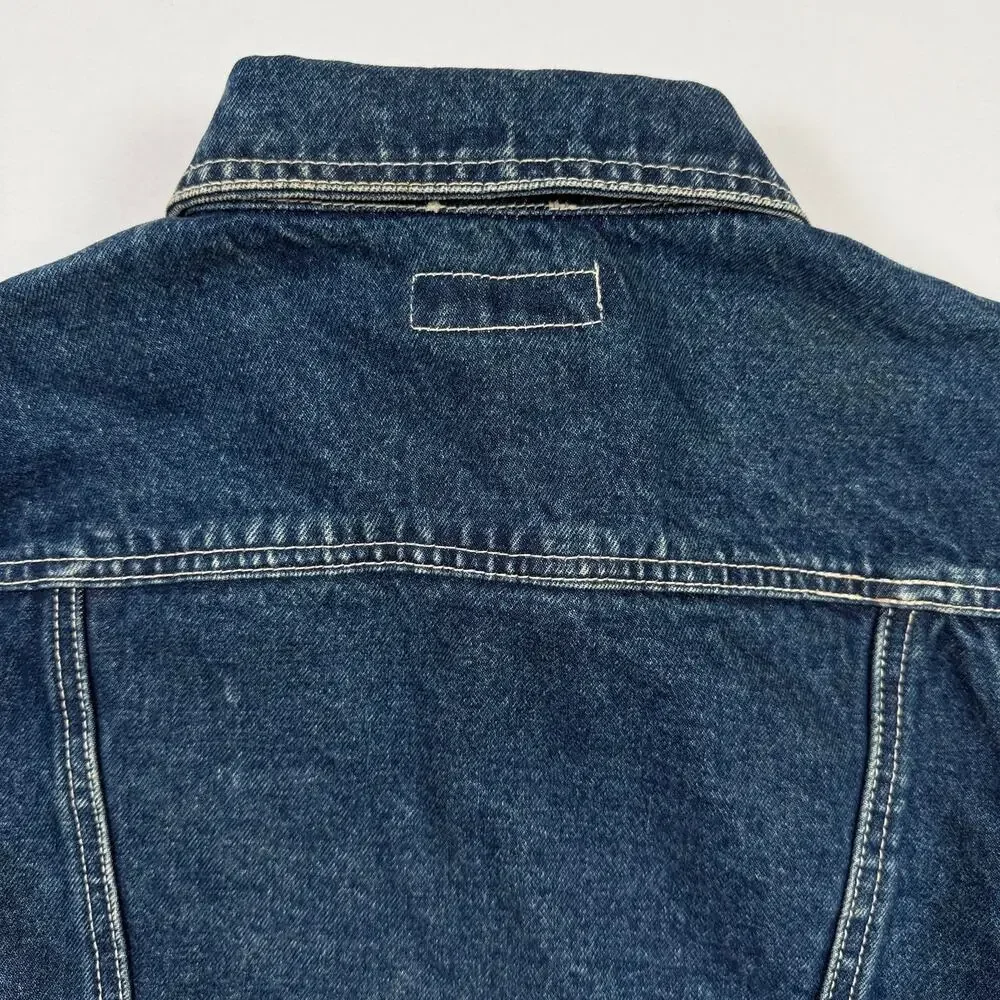 Gasoline Youth Medium Denim Jean Jacket Blue Cotton Button Front Y2K